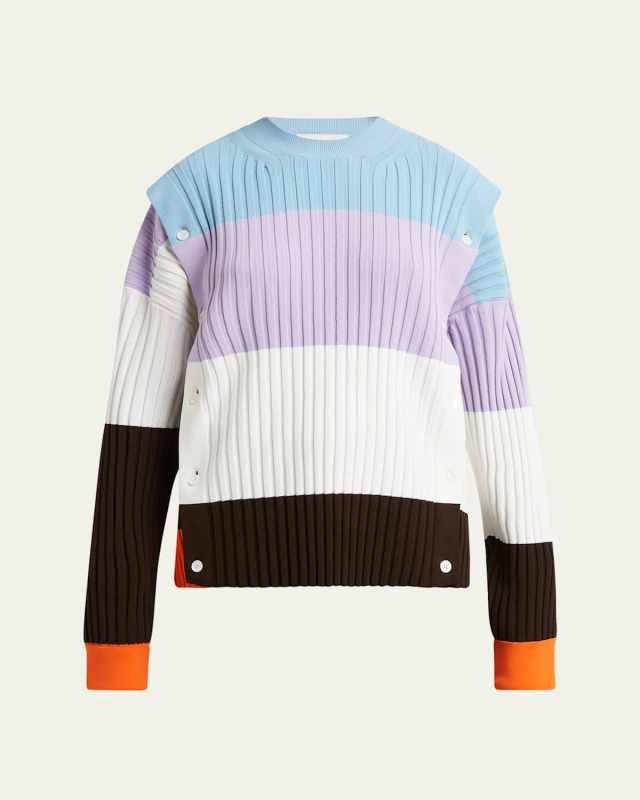 Detachable Ribbed Button Sweater